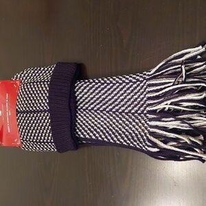 Men's Black and White Winter Scarf & Hat Set